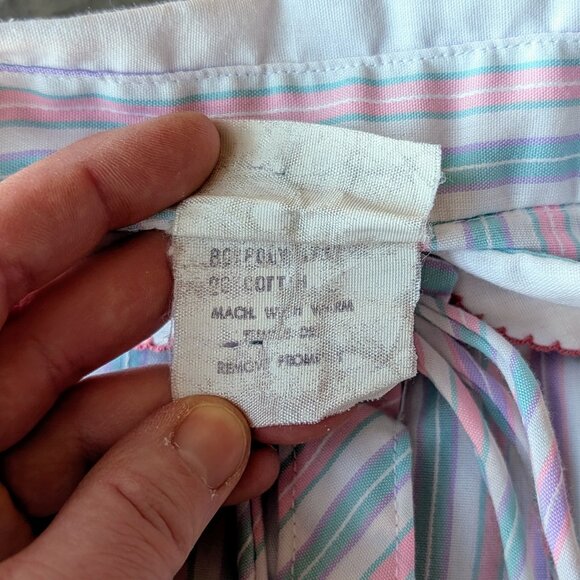 Vintage Blue Pink Purple Striped Peter Pan Collar Button Front Shirt - Picture 7 of 9